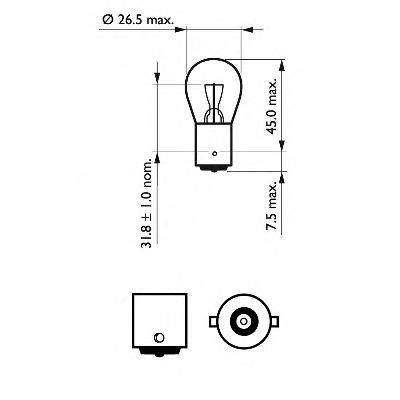 Купить PHILIPS 12498B2 Стандартные лампы для салона и сигнальные лампы Vision P21W/12 В/21 Вт