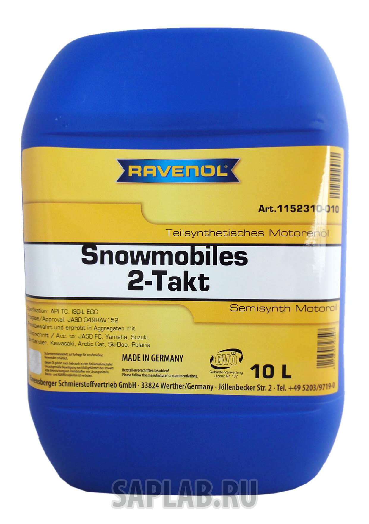 Купить RAVENOL 4014835728547 Моторное масло Ravenol Snowmobiles Teilsynth 2-Takt 5W-30 10л
