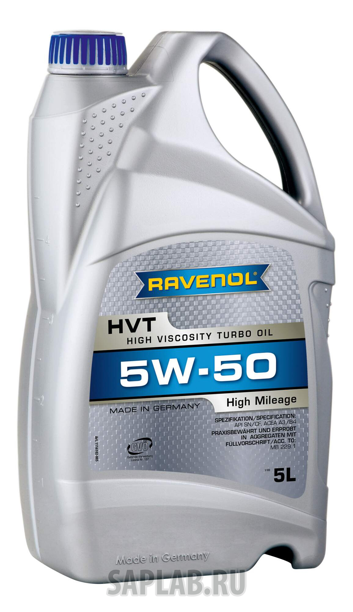 Купить RAVENOL 4014835802933 Моторное масло Ravenol HVT High Viscosity Turbo Oil SAE 5W-50 5л