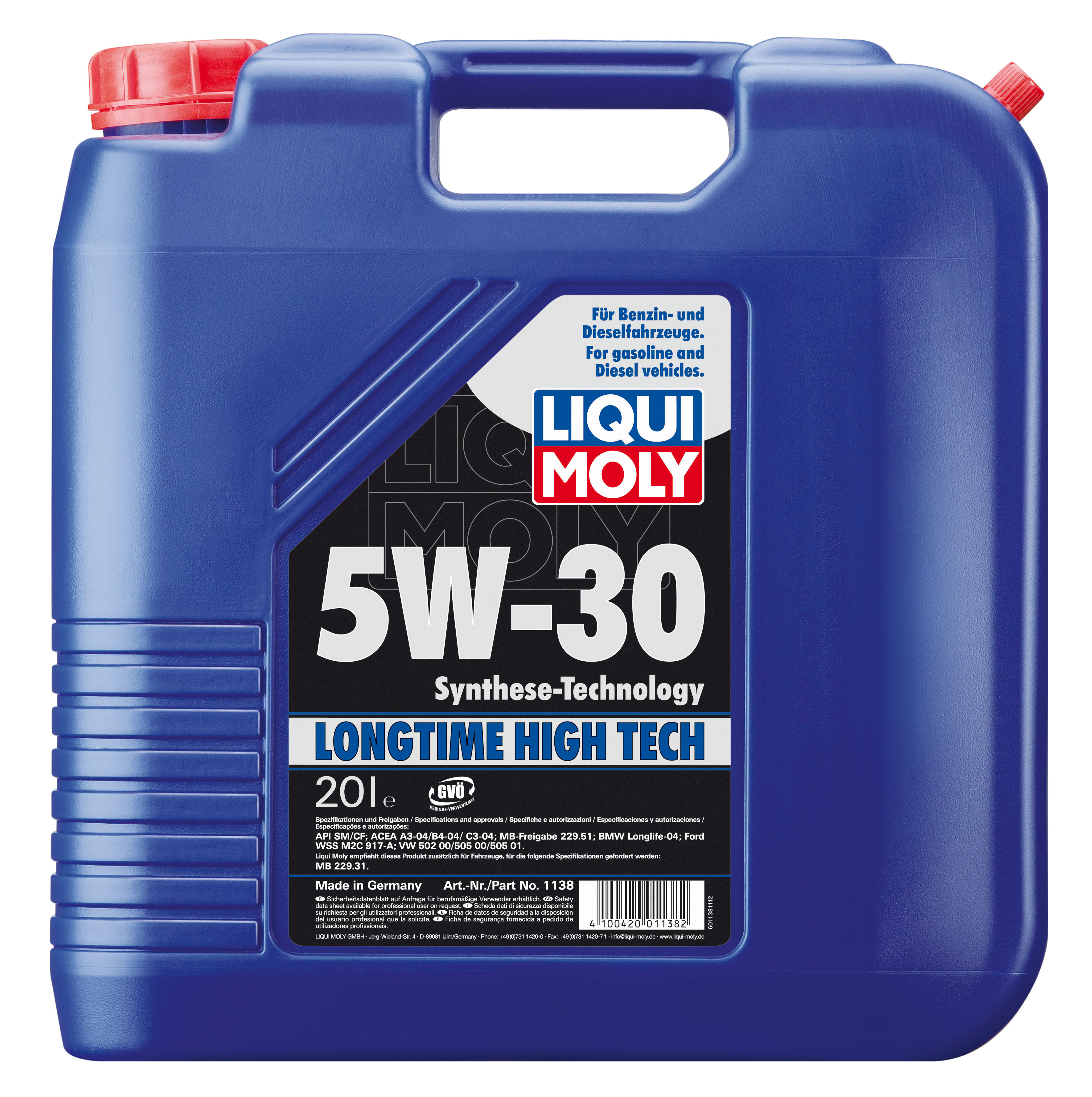 Купить LIQUI MOLY 1138 Моторное масло Liqui moly Longtime High Tech 5w-30 20л