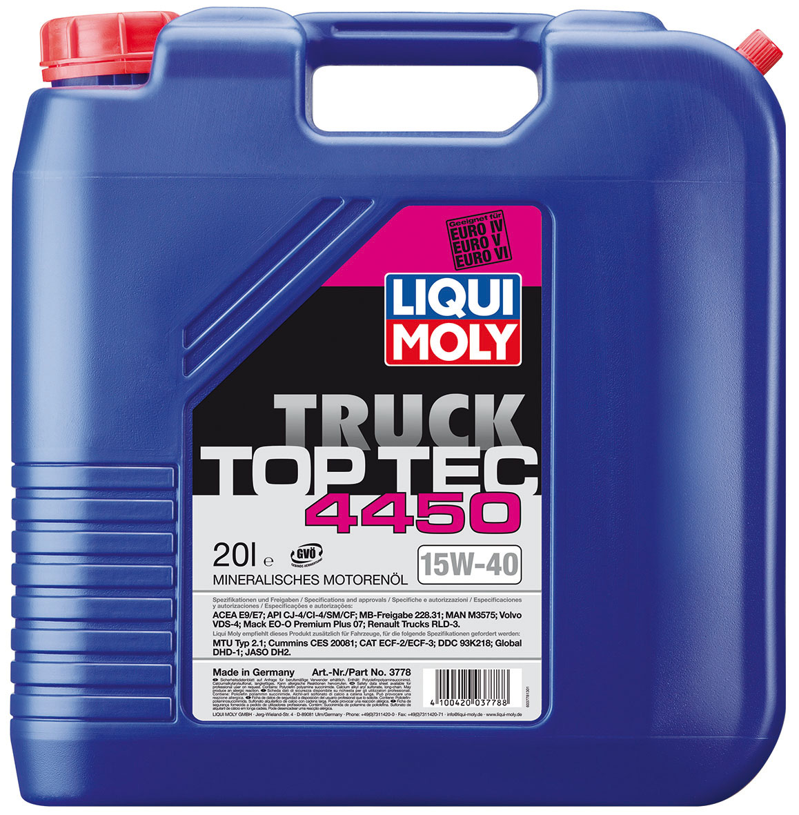 Купить LIQUI MOLY 3778 Масло моторное Liqui moly Top Tec Truck 4450 15W-40 20л